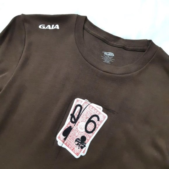 GALA Teens Women Tee Top 100% Cotton Brown Round Neck L-Sleeve White Pink Print - Picture 6 of 13